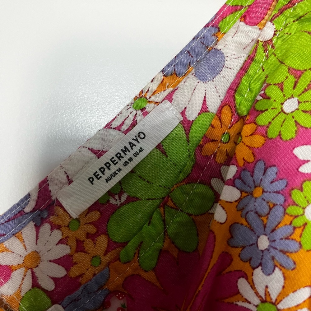Peppermayo Pink Floral Mini Dress with Green and Purple Accents - Picture 7 of 9